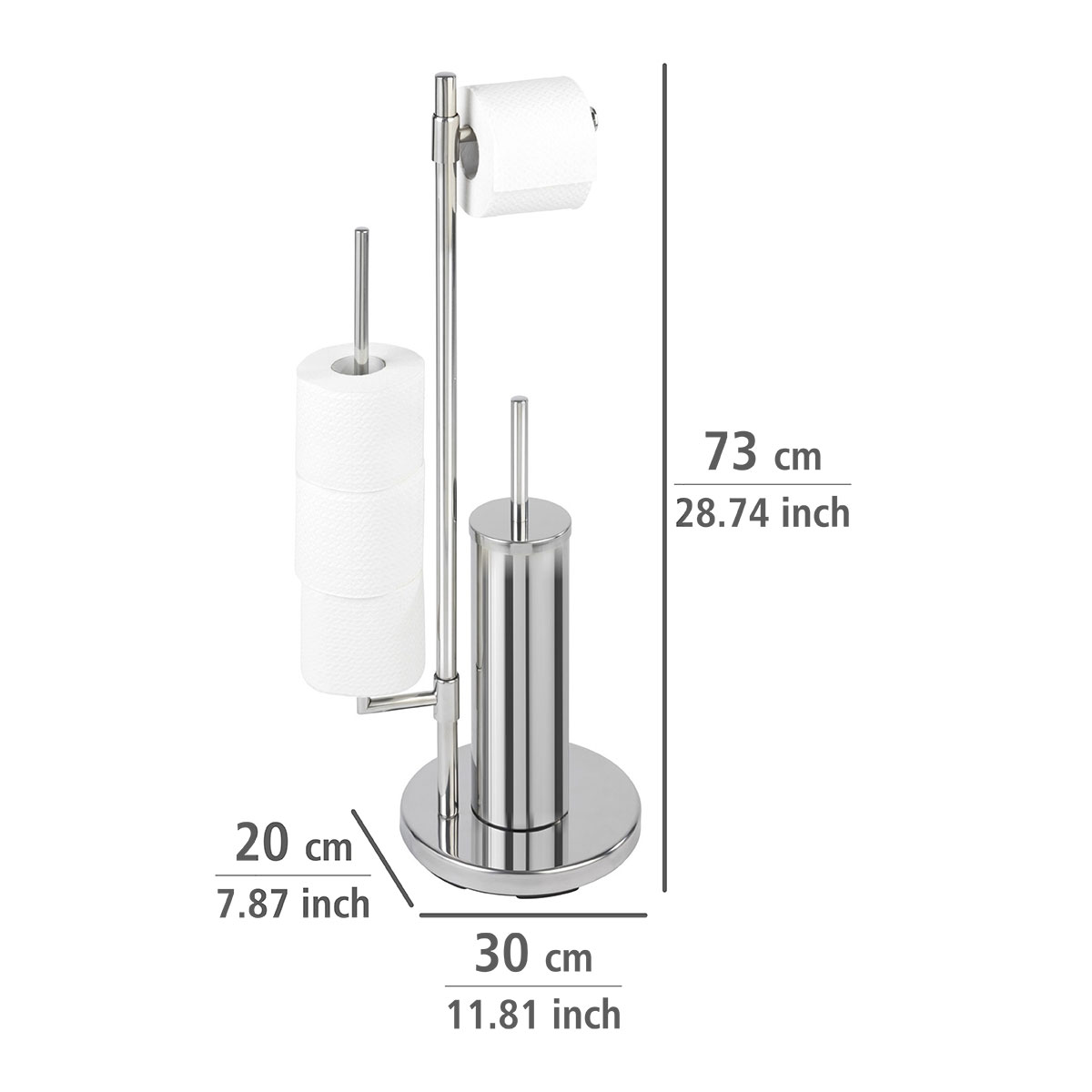 Wenko Stand WC-Garnitur Universalo Neo und | integrierter Toilettenpapierhalter 514771 WC-Bürstenhalter rostfrei Edelstahl