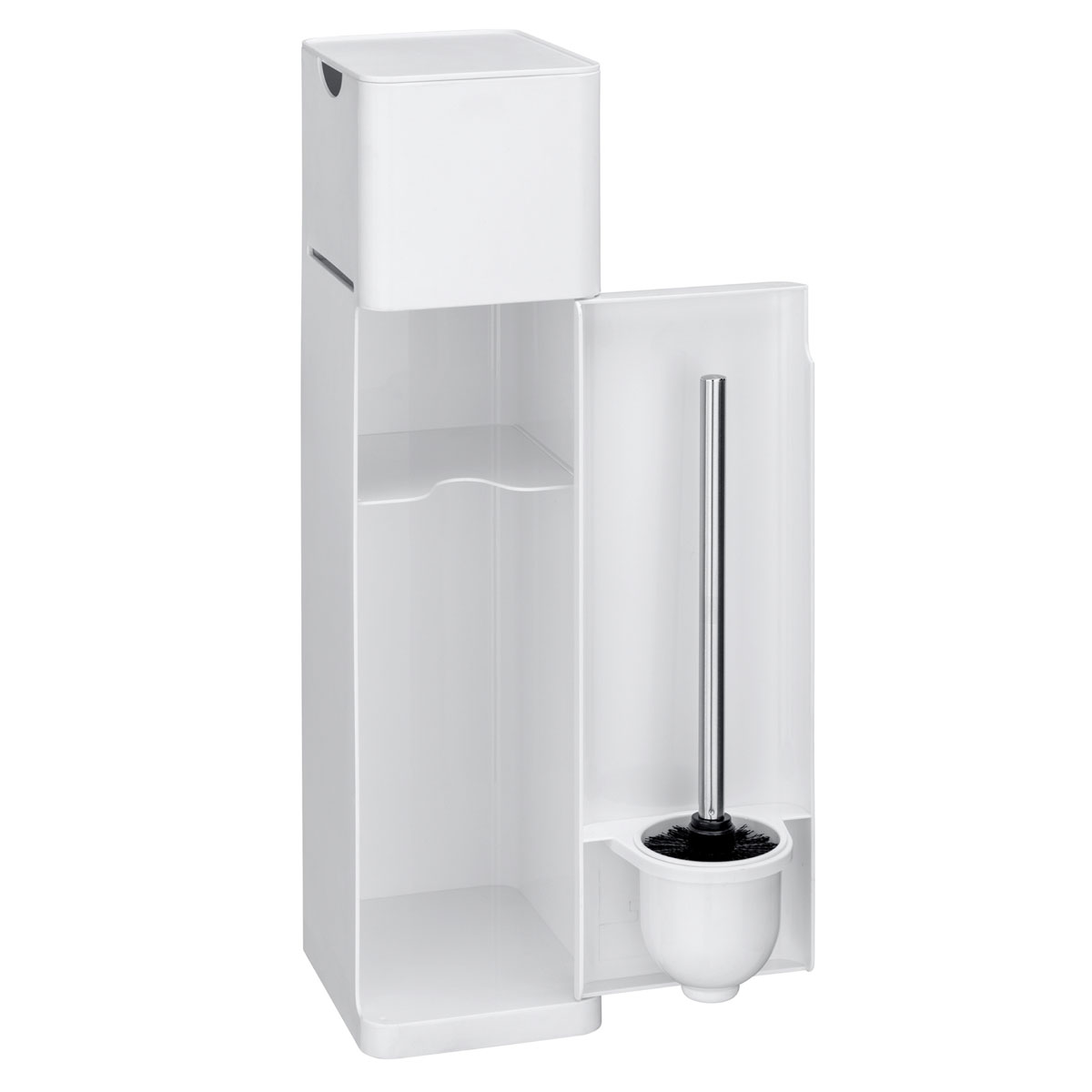 und matt 6 Stand | Ersatzrollenhalter Imon Toilettenpapierhalter Wenko 514825 1 Stauraumfächer Ablage integrierter WC-Bürstenhalter Weiß WC-Garnitur in