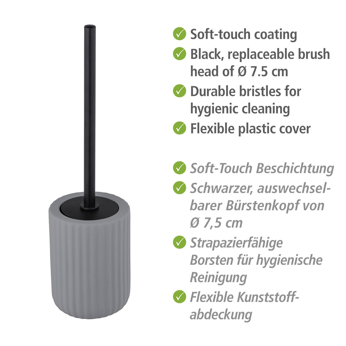 Belluno 514507 WC-Bürstenhalter | Keramik WC-Garnitur Grau Wenko