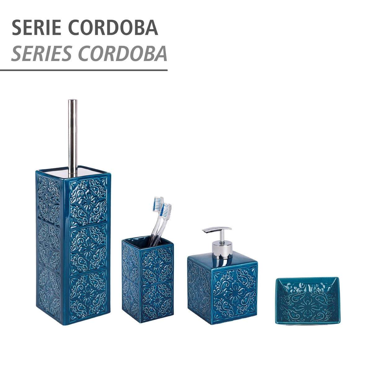 Wenko WC-Garnitur | 514464 Keramik Blau Cordoba