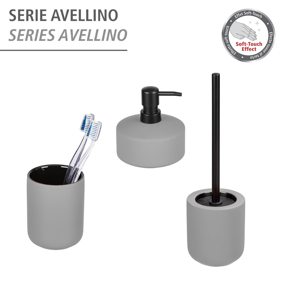 WC-Garnitur Avellino Bürstenhalter 514576 Keramik, | Grau