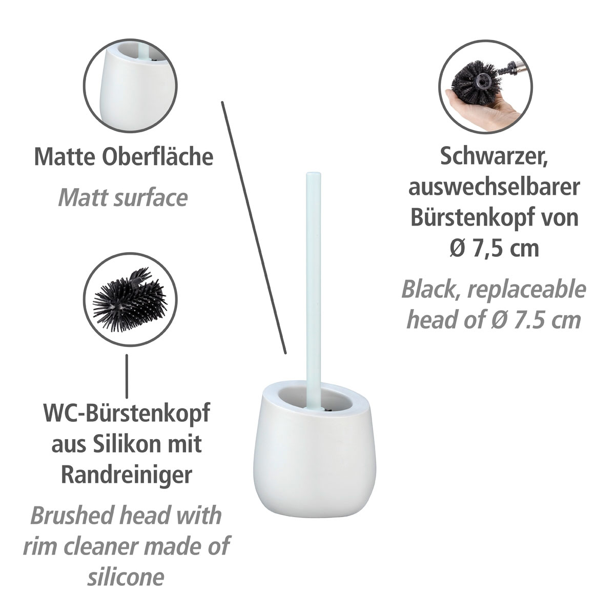Wenko WC-Garnitur Badi Weiß WC-Bürstenhalter | 514476 Keramik