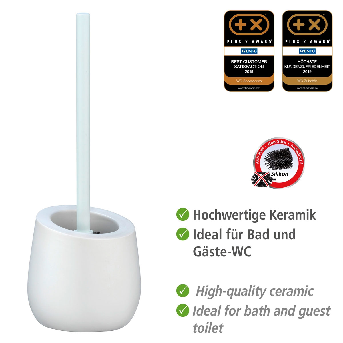 Wenko WC-Garnitur WC-Bürstenhalter Badi 514476 | Keramik Weiß