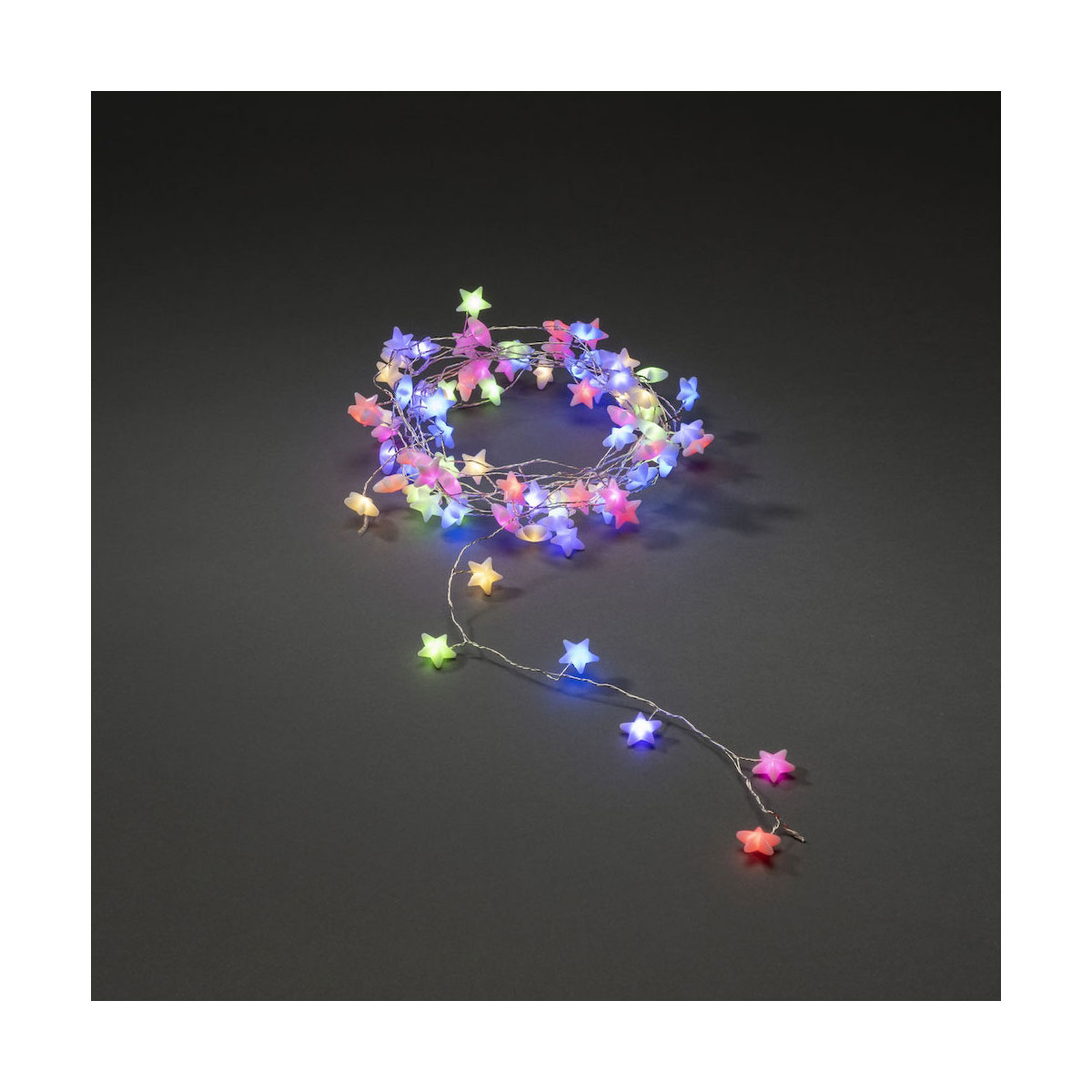 bunte LED Sternenlichterkette 406214 Dioden Konstsmide 90 silbener IP20 | Draht