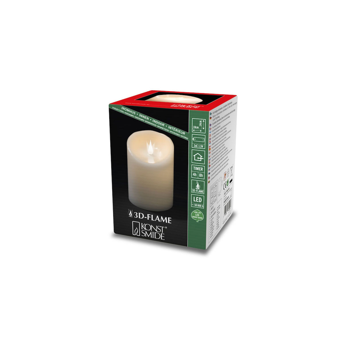 Konstsmide LED Echtwachskerze Flamme mit | weiß cm 14 Höhe D10 405530 cm 3D