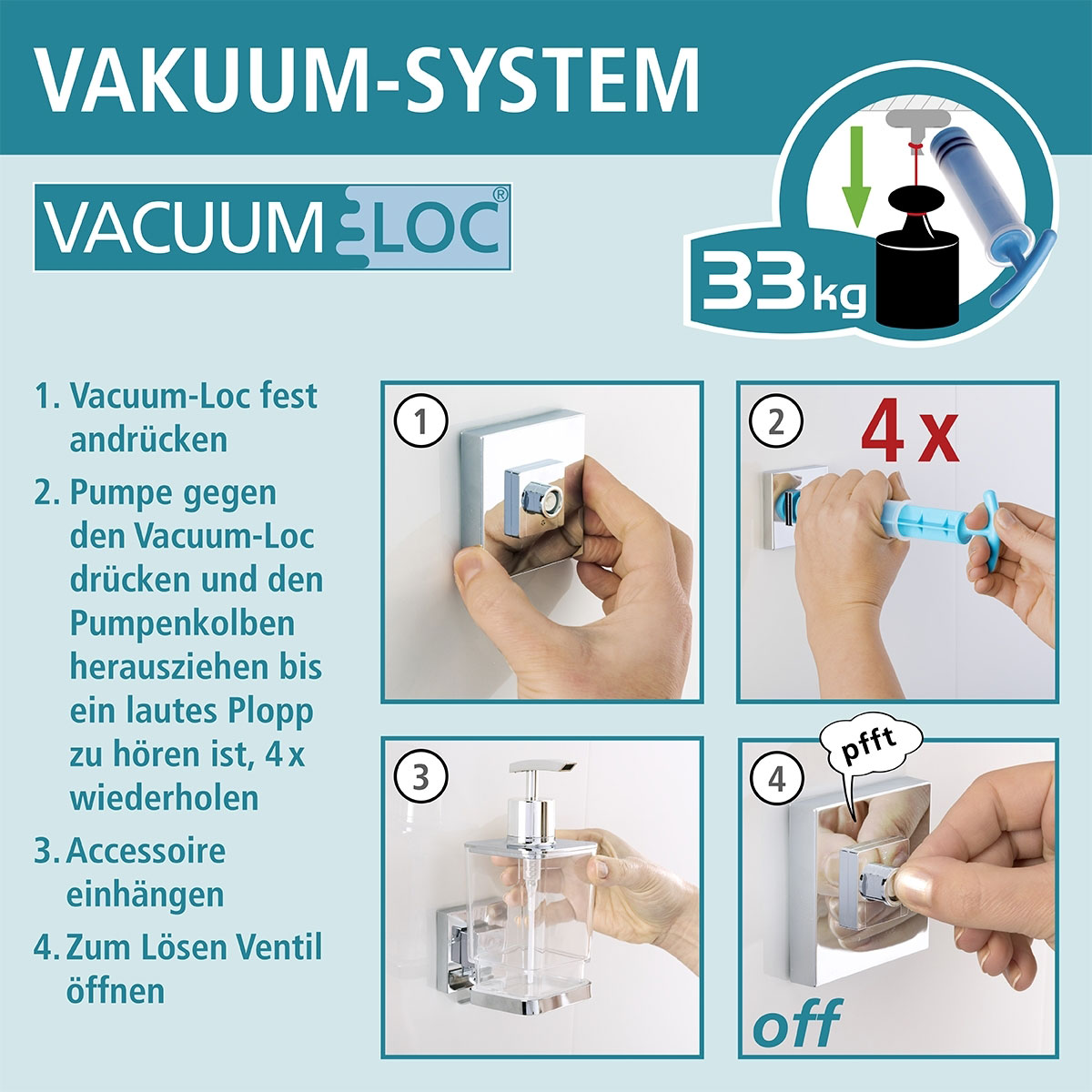 Wenko Wandregal | Vacuum-Loc 2 Quadro Etagen 217266